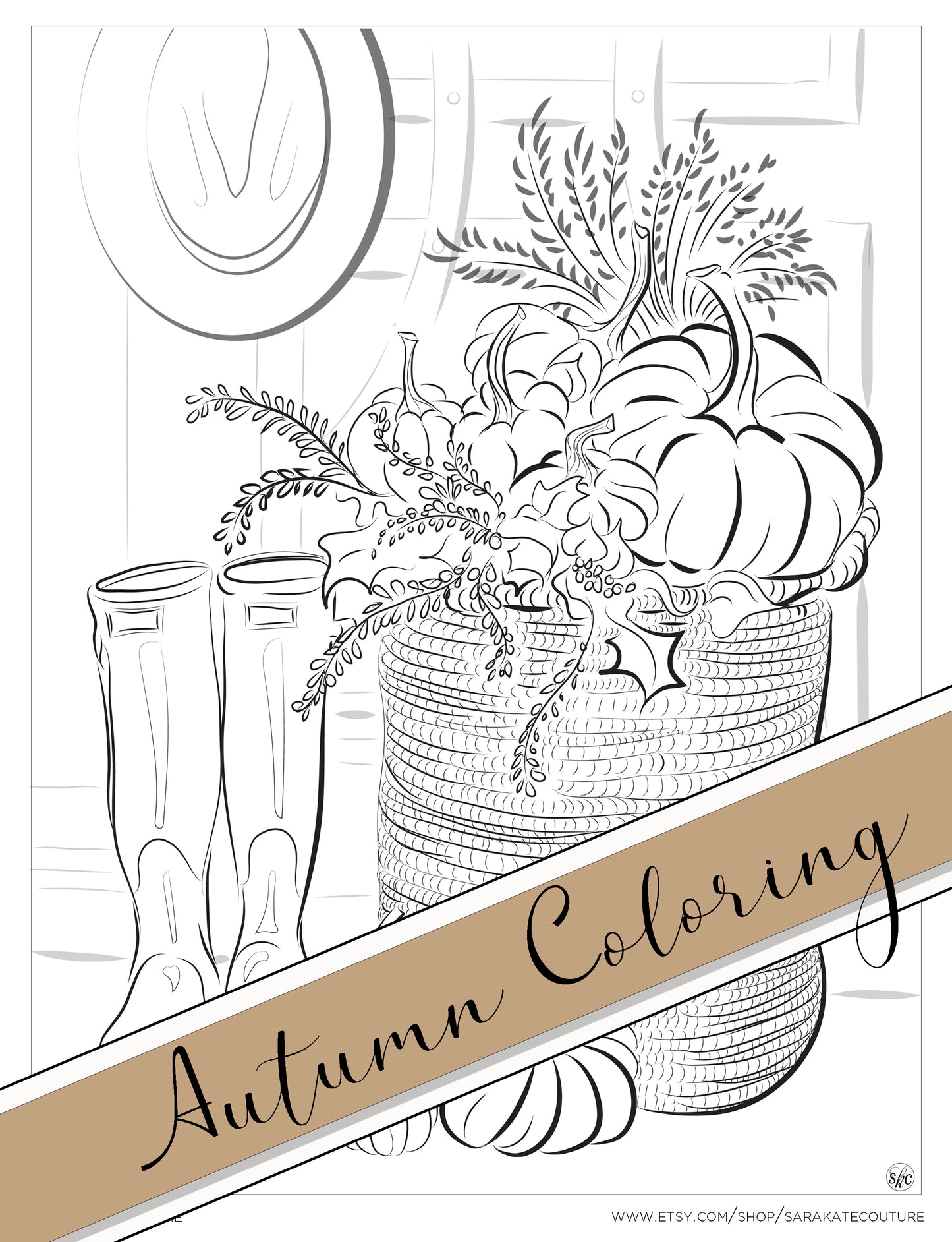 Cozy Autumn Fine Art Coloring Bundle, Digital Download