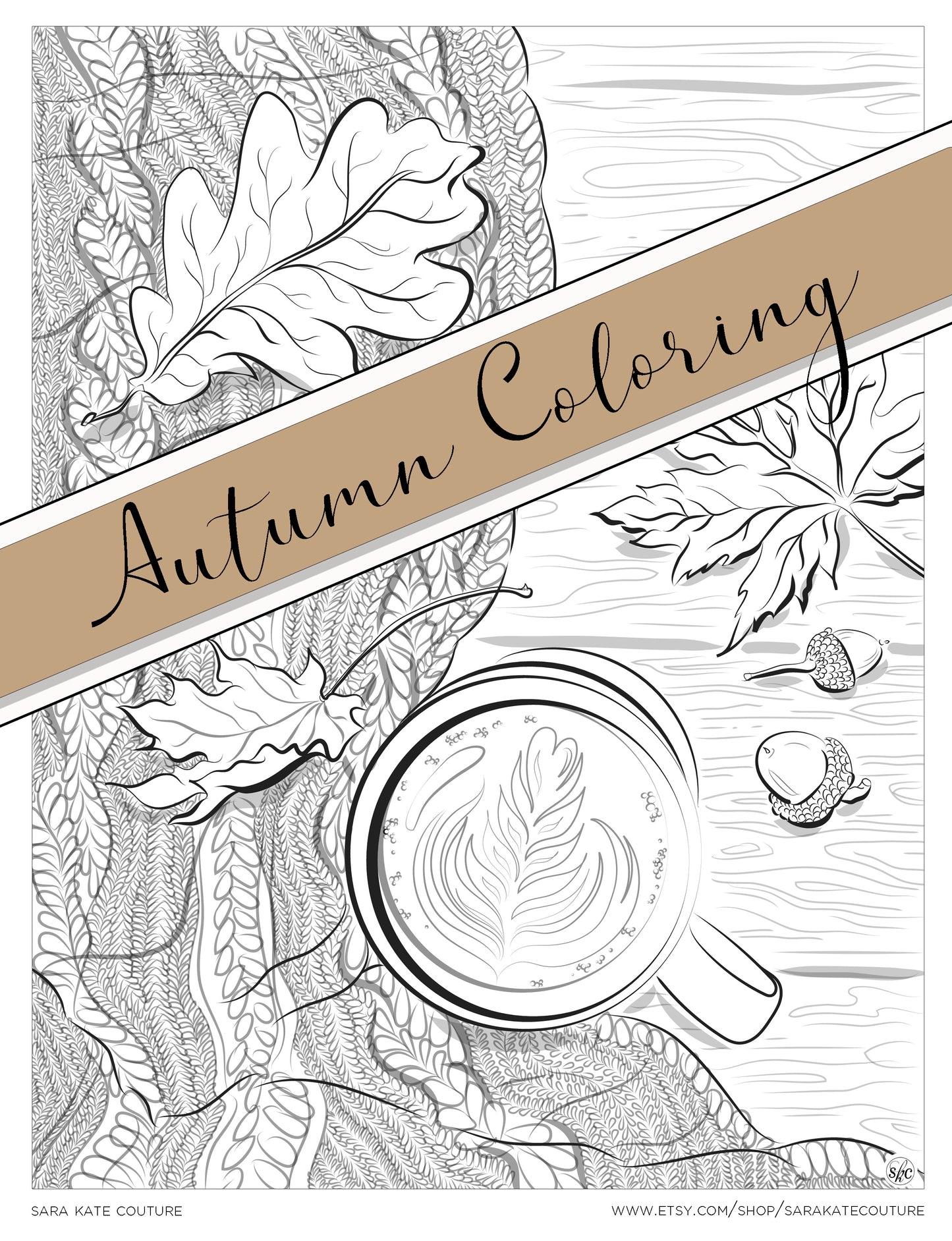 Cozy Autumn Fine Art Coloring Bundle, Digital Download