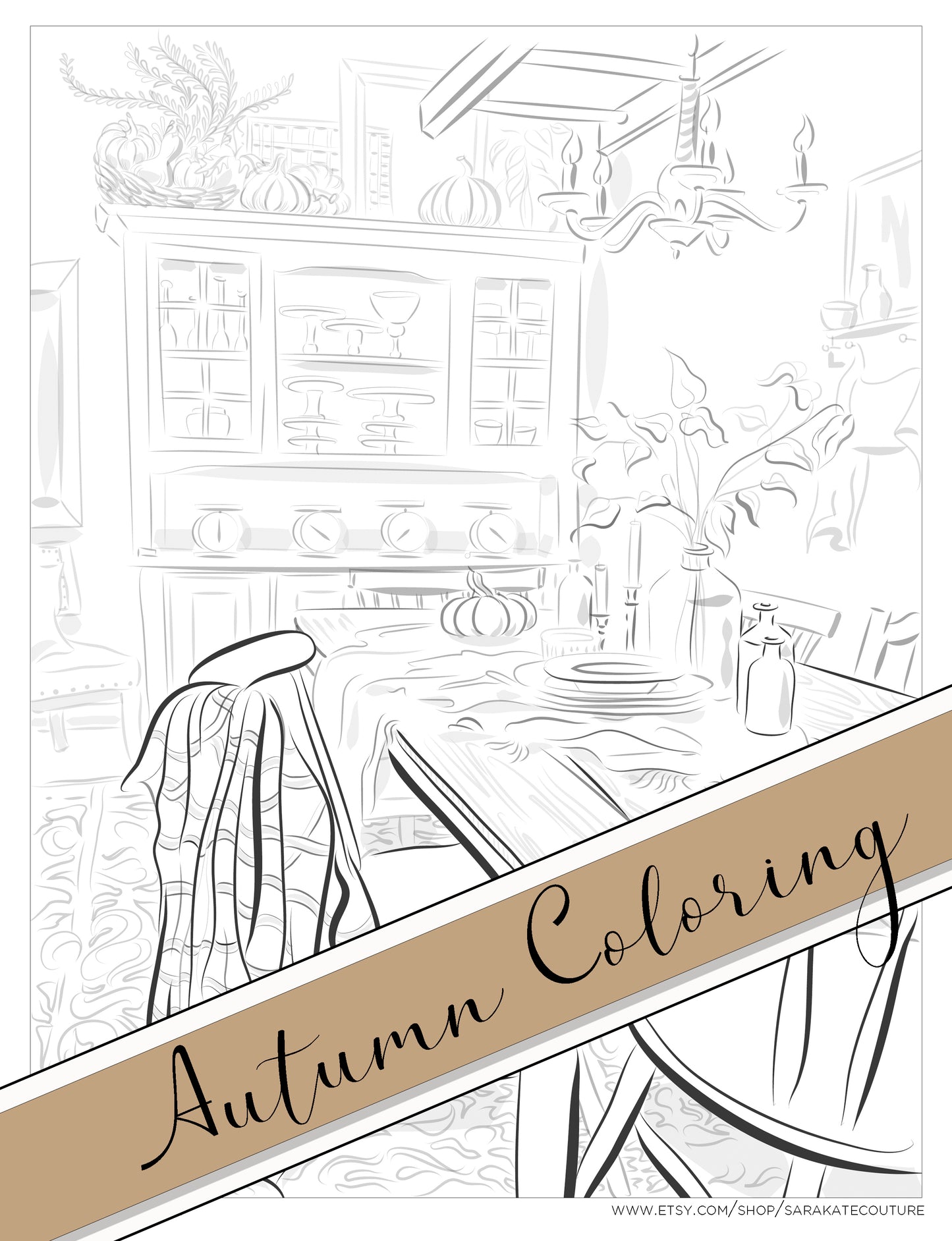 Cozy Autumn Fine Art Coloring Bundle, Digital Download